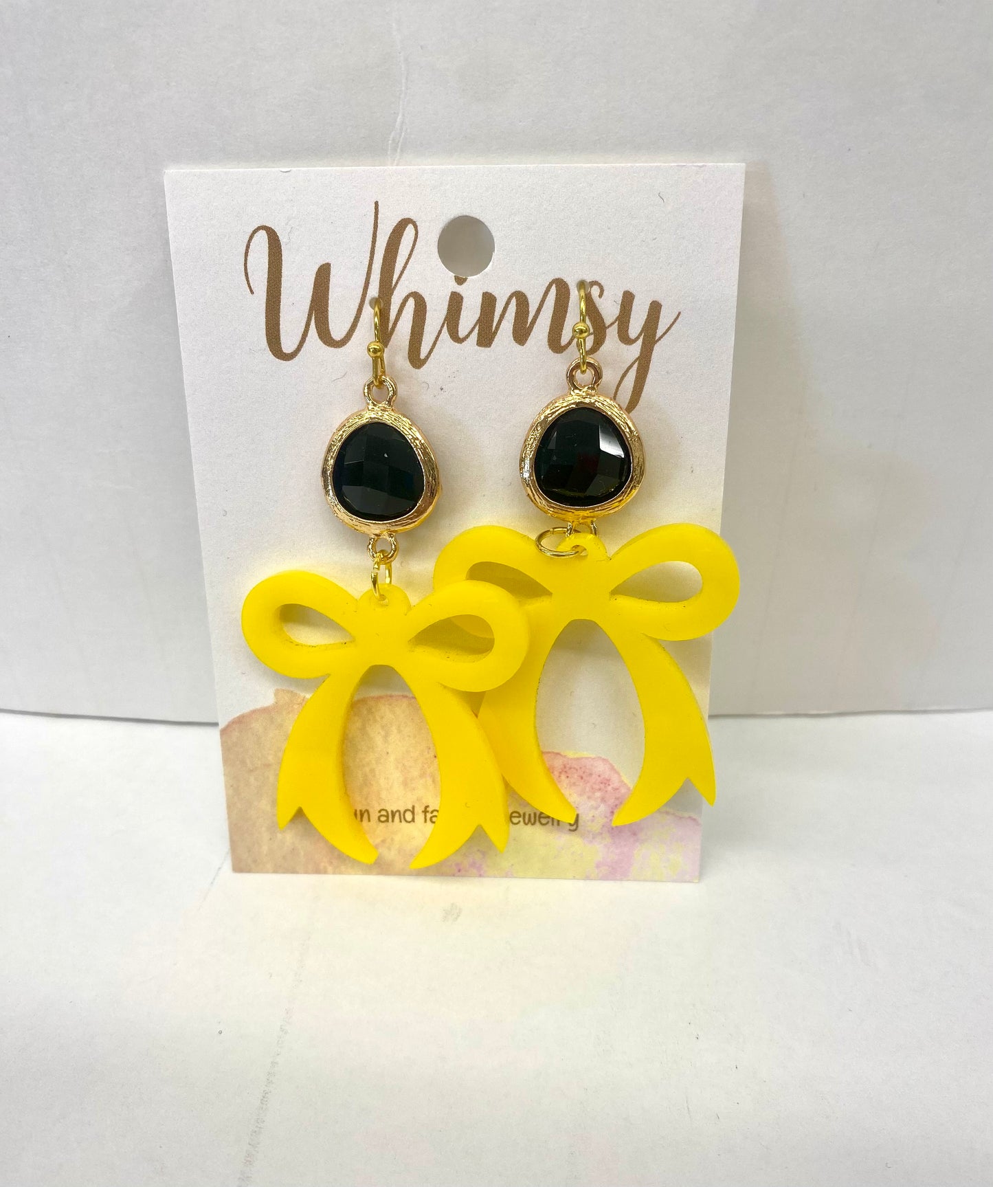 Black and Yellow Bow Earrings  /  Whimsy Jewels