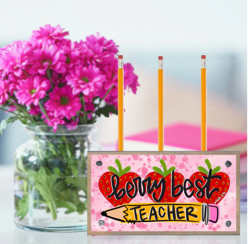 Berry Best Teacher Pen & Pencil Holder / Baxter & Me
