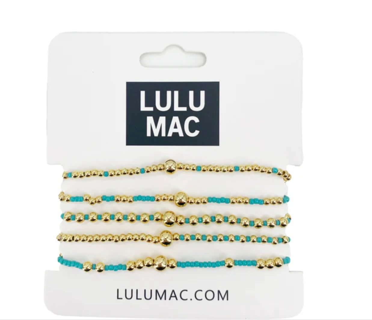 LULU MAC Turquoise & Gold 5-Strand Bracelets