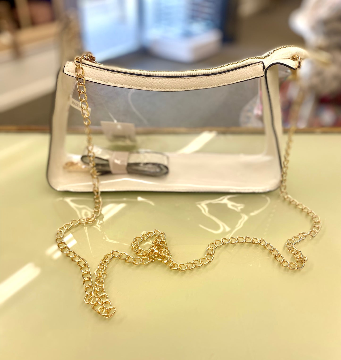 Marilyn Clear Satchel Bag w/ Chain Strap