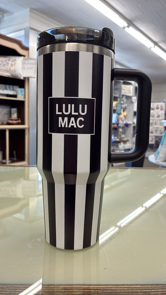 Lulu MAC 40oz Black & White Striped Tumbler