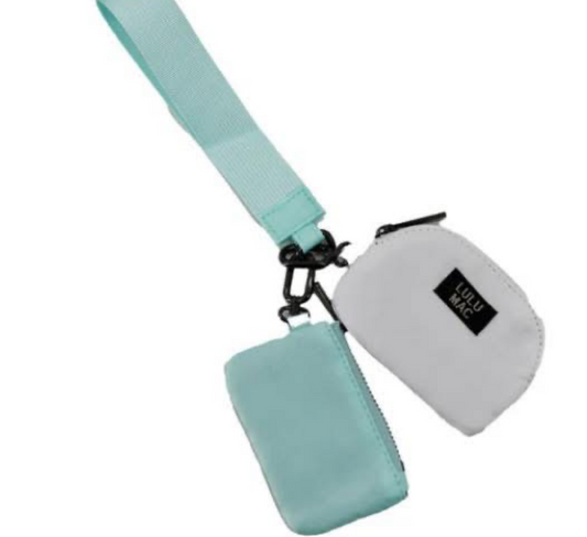 LULU MAC Mint/White Double Pouch Wristlets