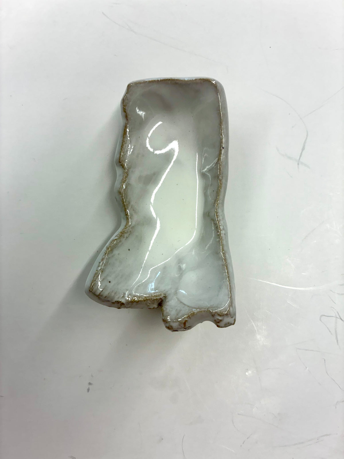 Tiny MS State Shaped Dish 3.5” Long - Tab Boren Pottery #122 Colors will vary