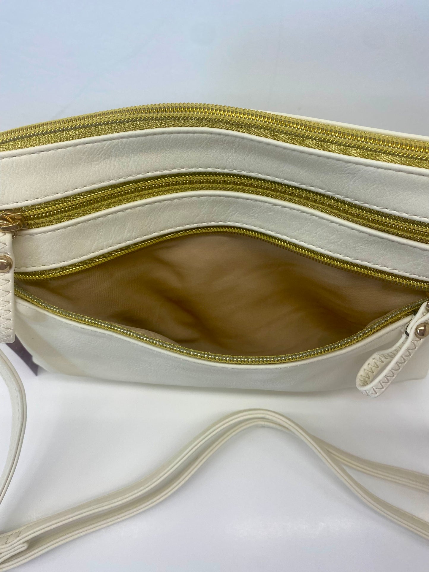 Zip Detail Crossbody/Clutch - White