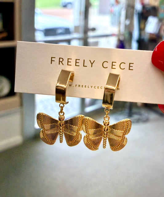 Gold Butterfly Earrings / Freely Cece