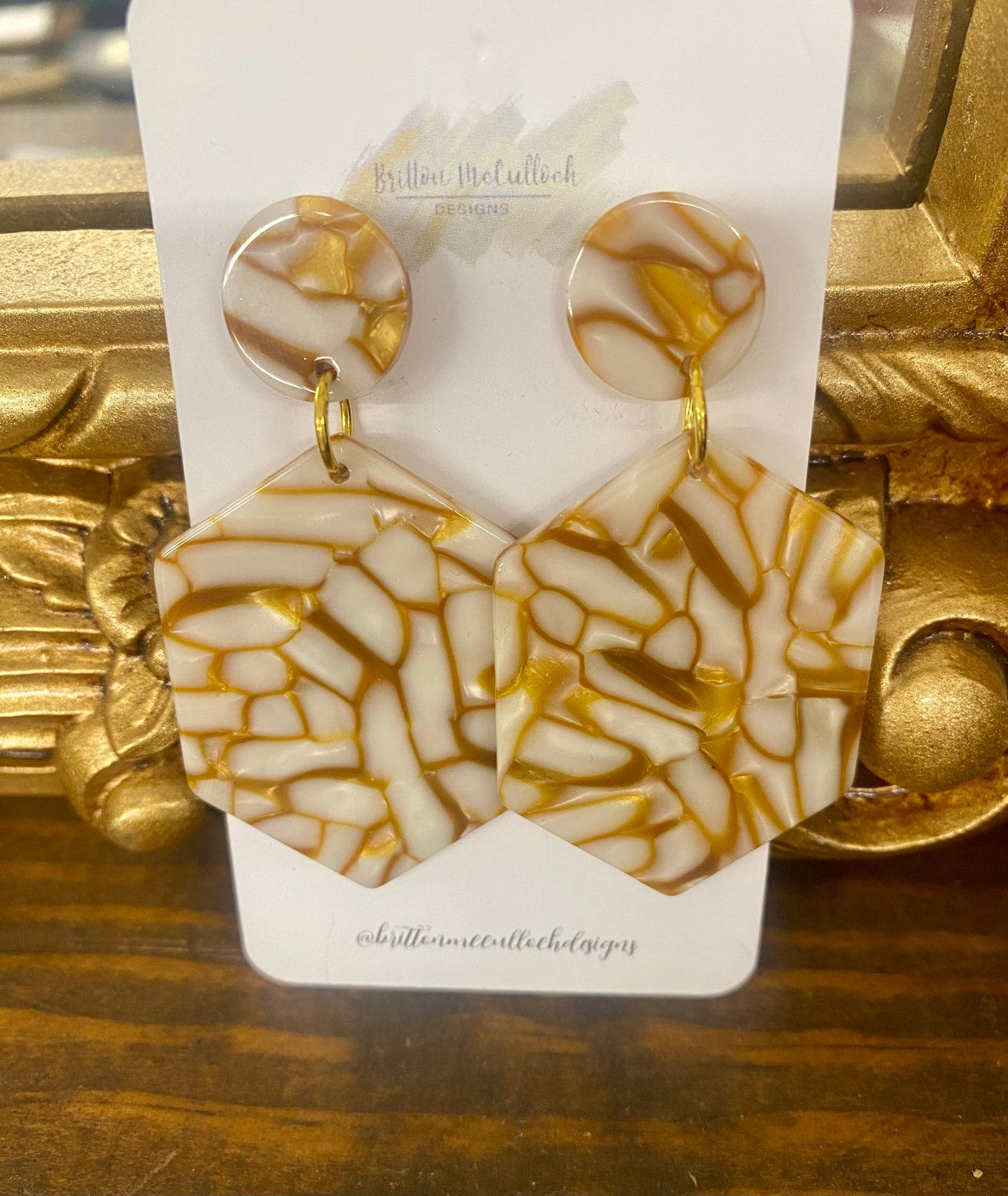 Ava Geometric Orange/Cream Earrings /  Britton McCulloch