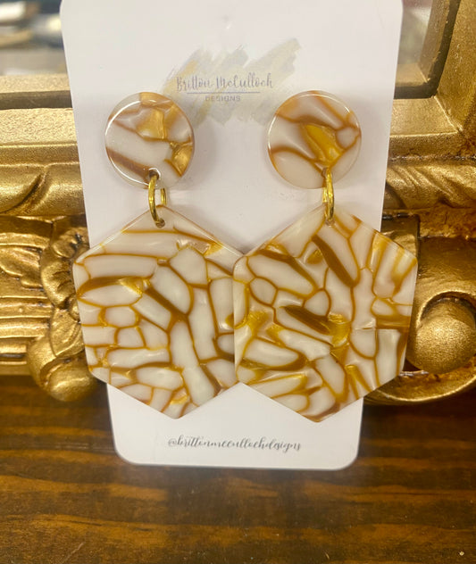 Ava Geometric Orange/Cream Earrings /  Britton McCulloch