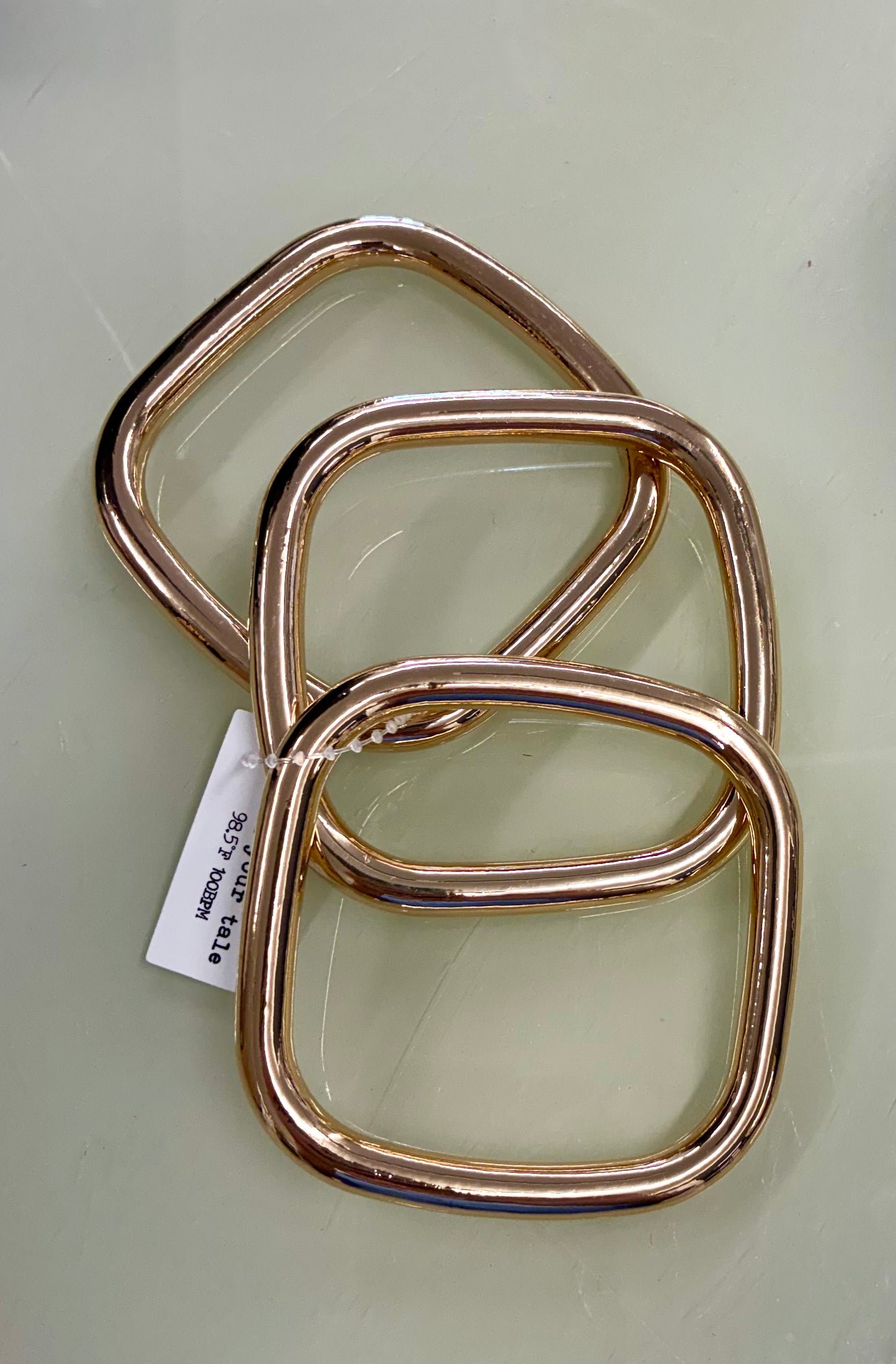 Square 3-Piece Bangle Bracelet Set - Gold, Matte Gold or Matte Gold & Silver