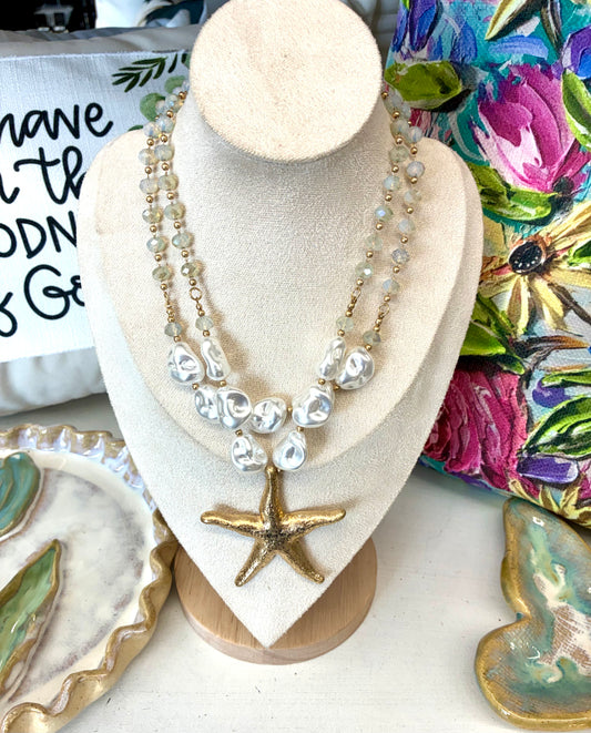 Beaded Two-Strand Starfish Necklace
