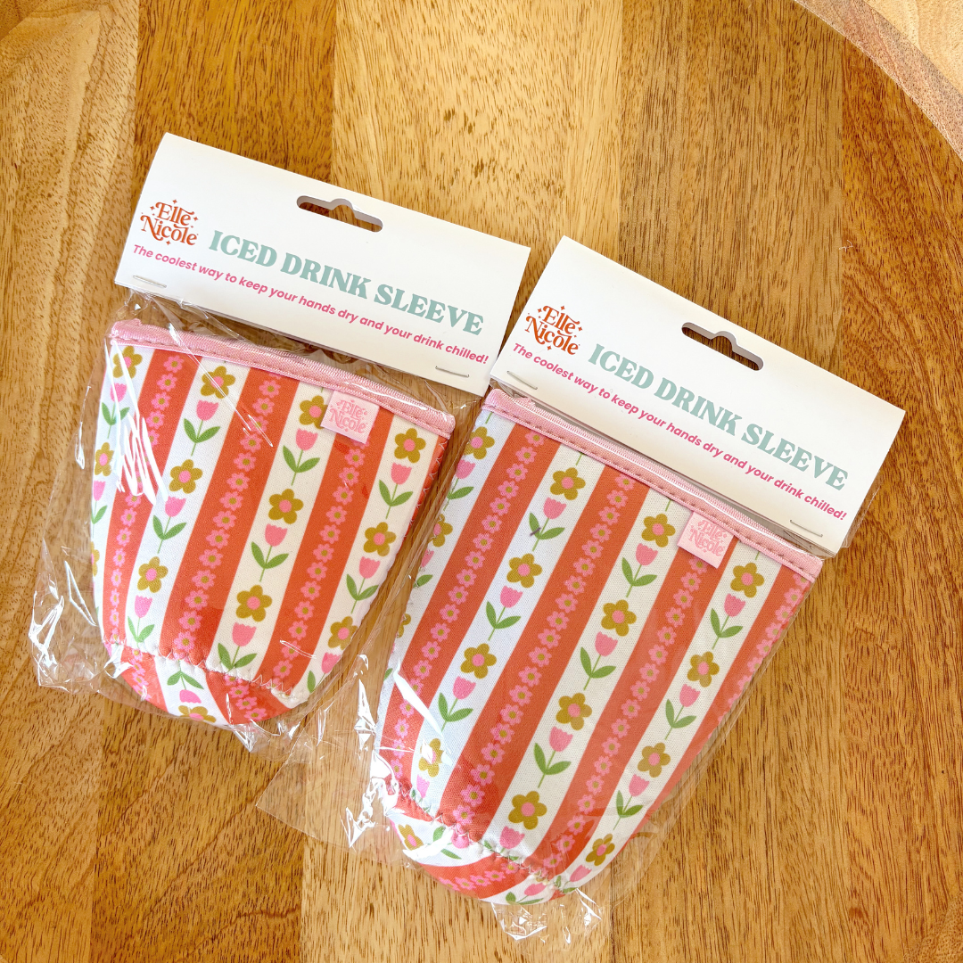 Coffee Cup Cover - Tulip Stripes - Iced Drink Sleeve: Large / 24oz