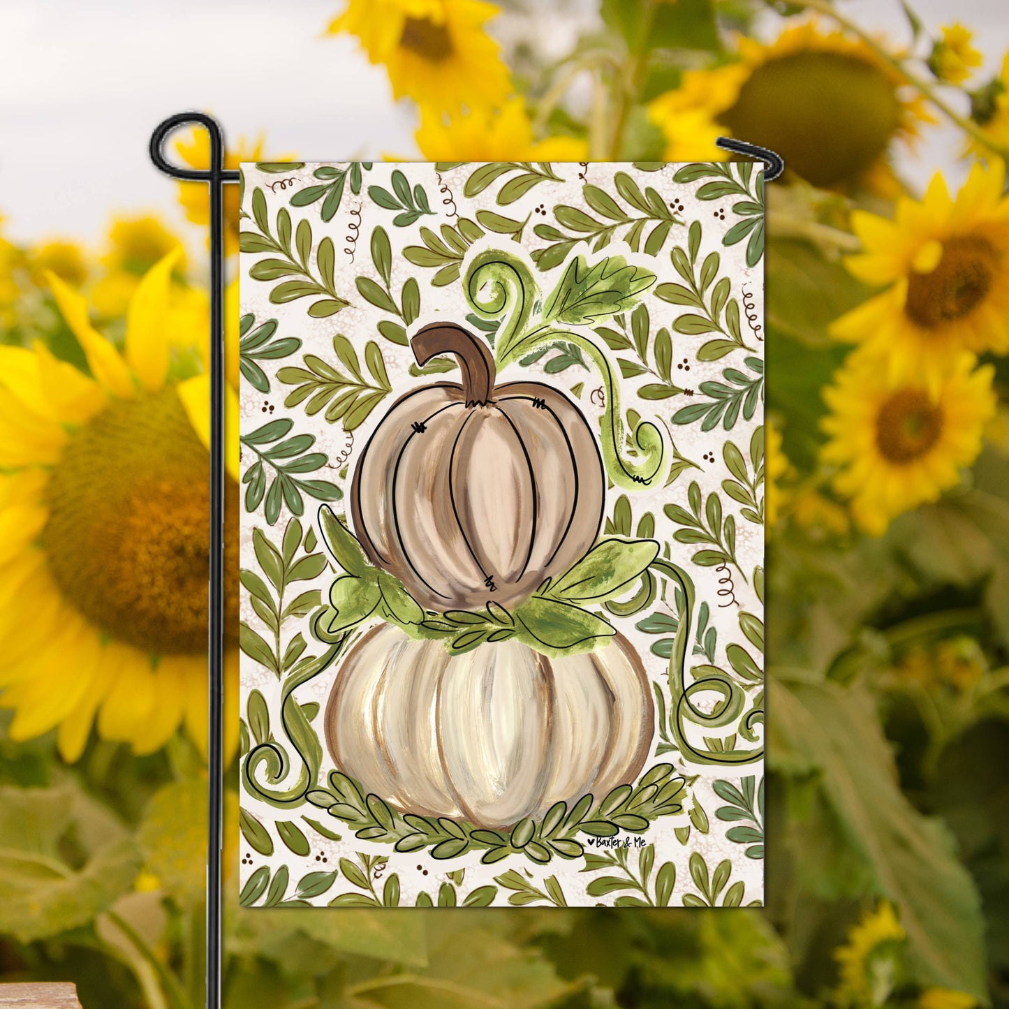 Olive Leaf Pumpkin Garden Flag