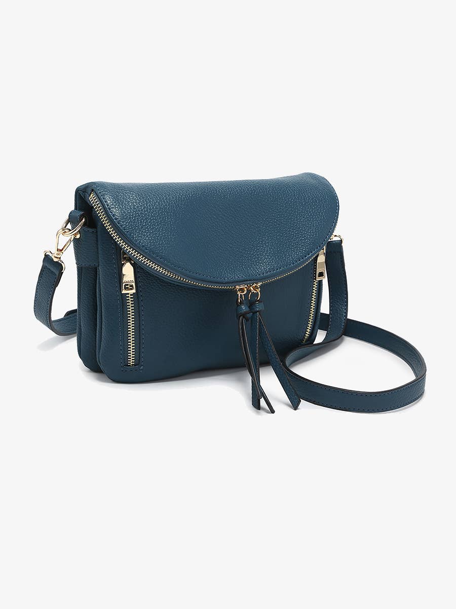 Aubree Flapover Multi-compartment Crossbody Bag: Black   Jen & Co.