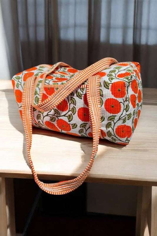 Waylon Orange Floral Duffle Bag