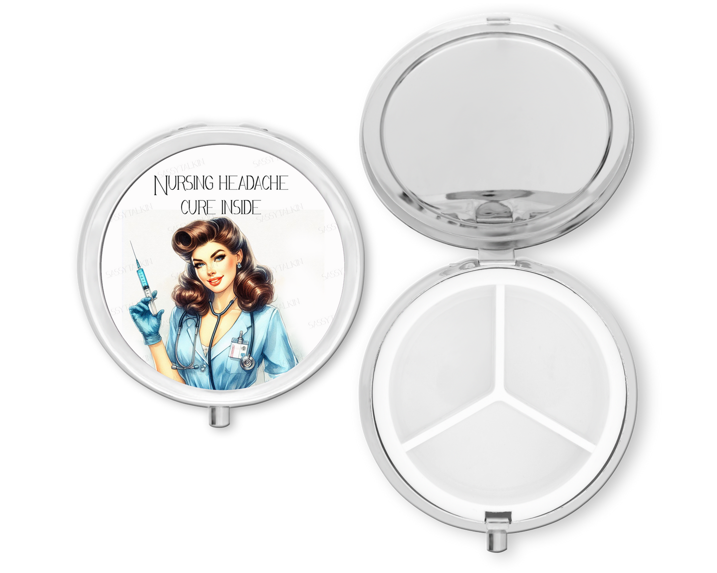 Purse Pill Box Organizer, Nursing headache cure inside