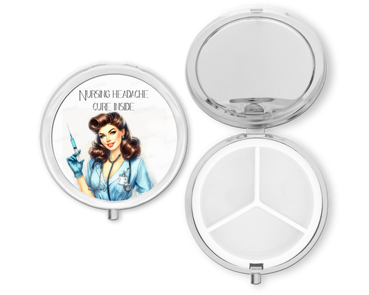 Purse Pill Box Organizer, Nursing headache cure inside