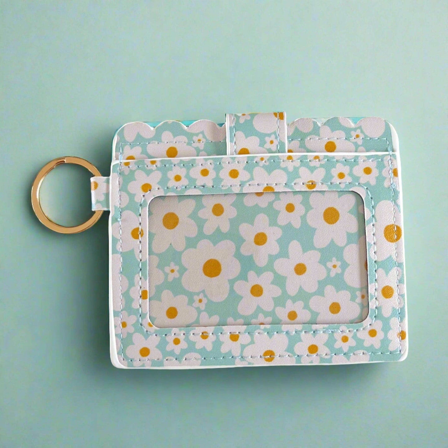 Wallet/Keychain - Blue Daisy