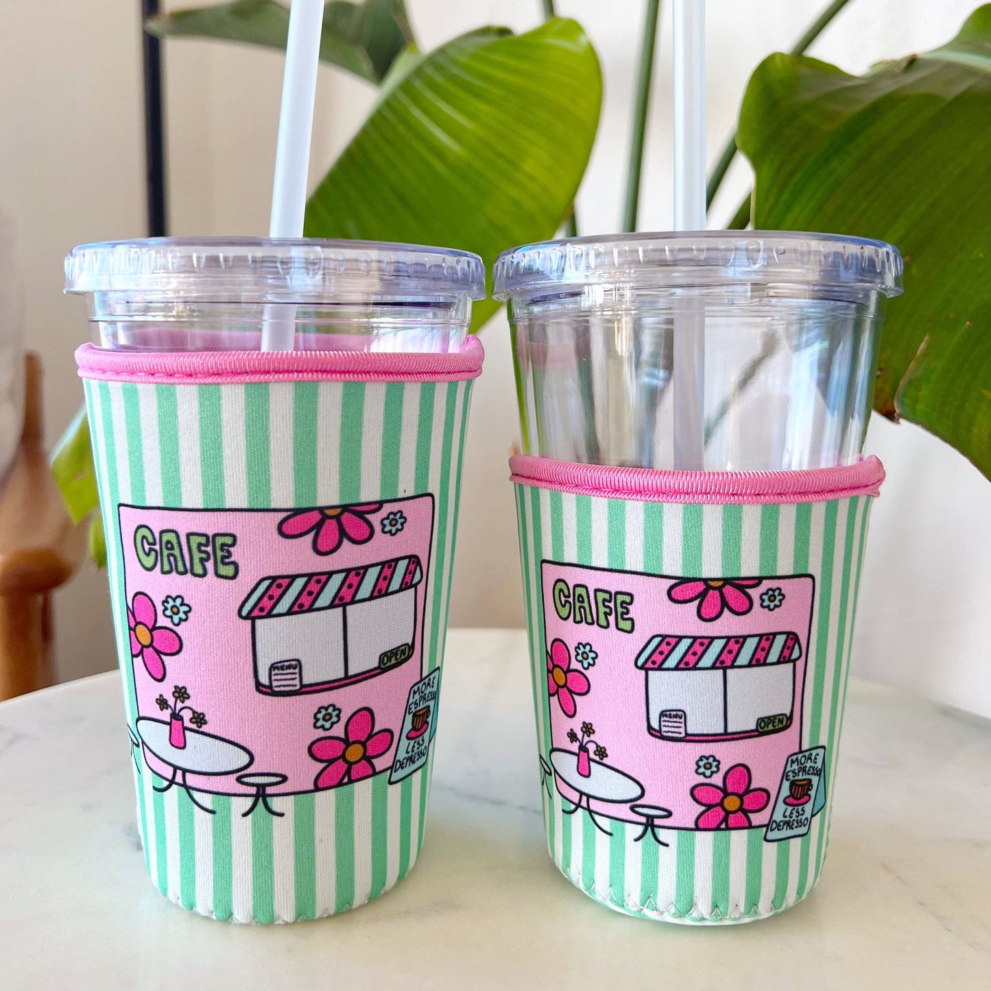 Coffee Cup Cover - Cafe Doodle - Iced Drink Sleeve: Large / 24oz