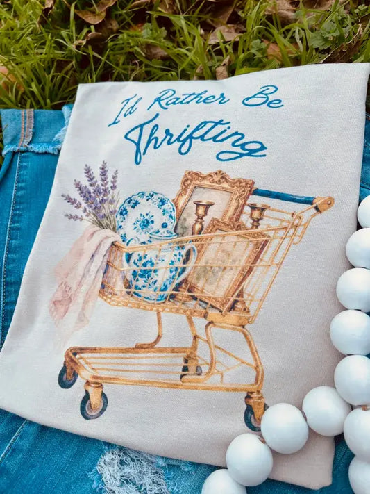 I’d Rather be Thrifting (Gildan Tee): Tan / Medium