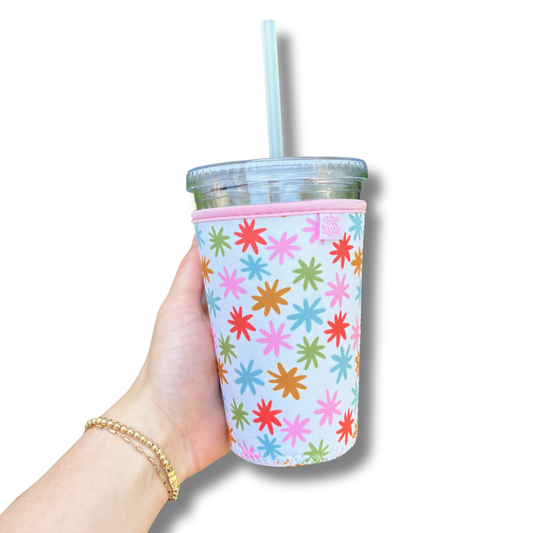 Coffee Cup Cover - Rainbow Stars - Iced Drink Sleeve: Large / 24oz