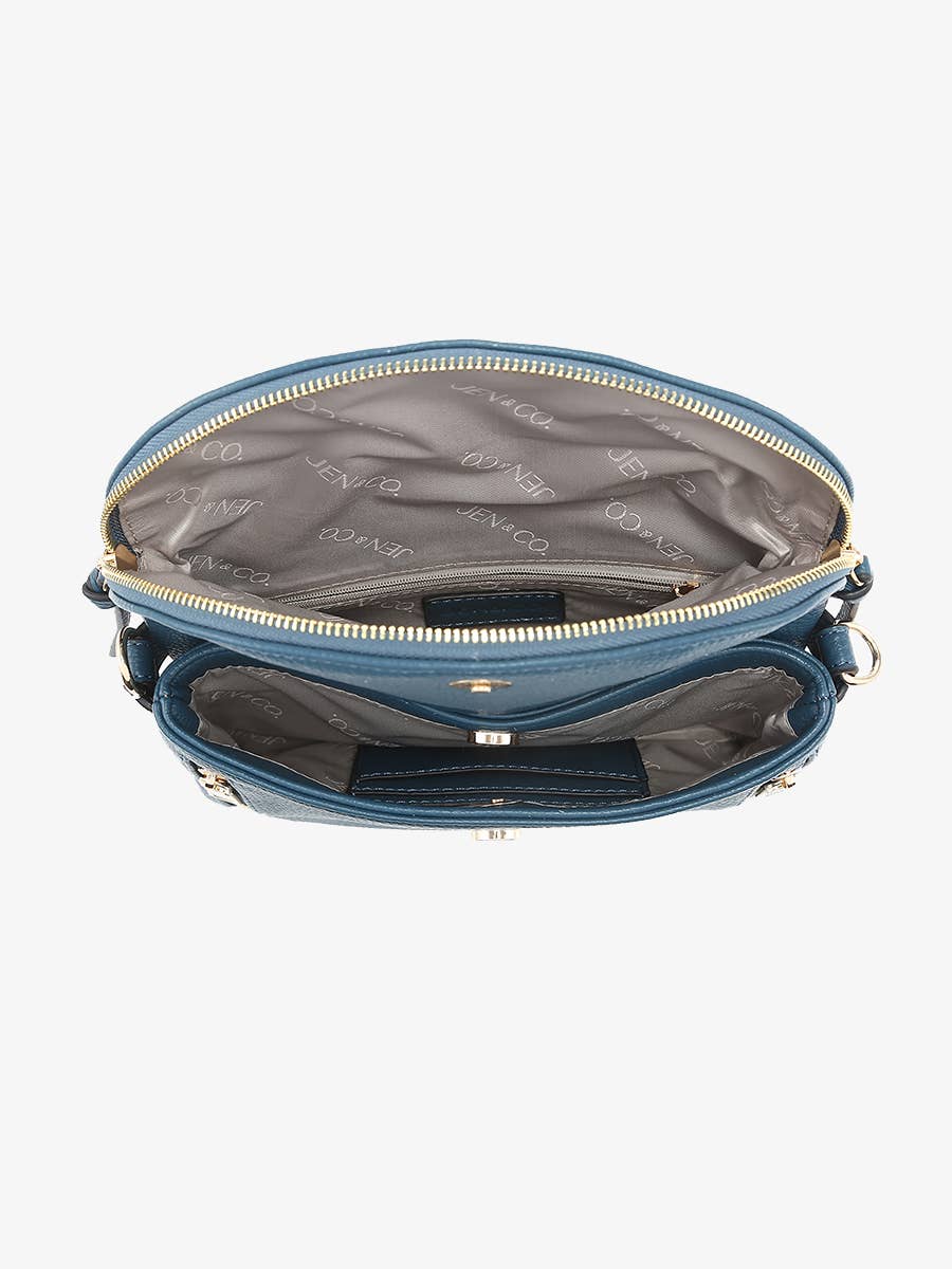 Aubree Flapover Multi-compartment Crossbody Bag: Prussian Blue   Jen & Co.