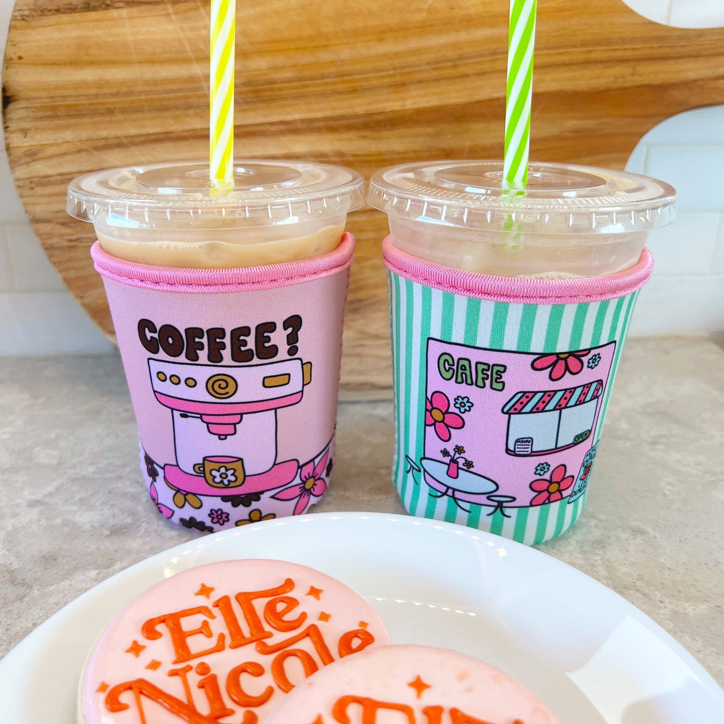 Coffee Cup Cover - Cafe Doodle - Iced Drink Sleeve: Large / 24oz