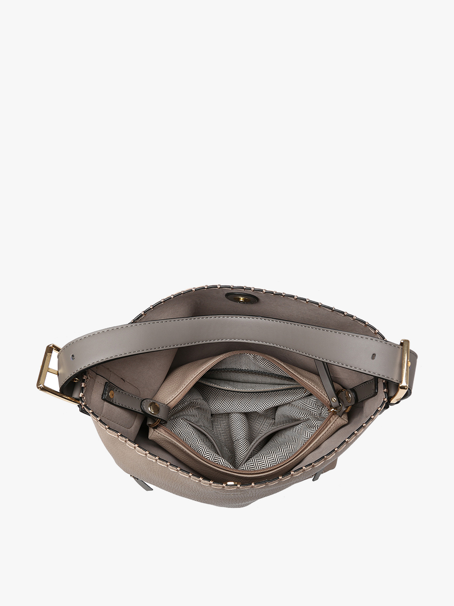 Alexa 2-in-1 Hobo Bag w/Dual Zip Compartments: Fog Grey