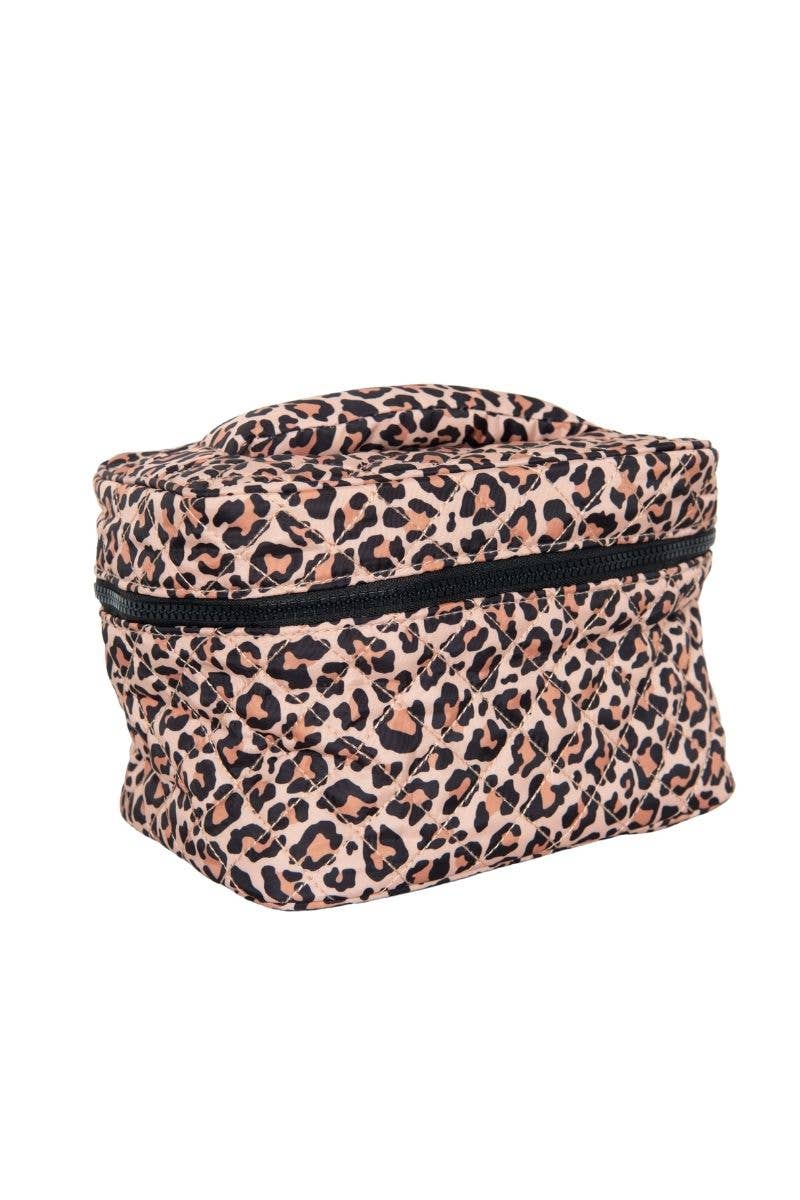Brown Leopard Travel Cosmetic Bags: Brown