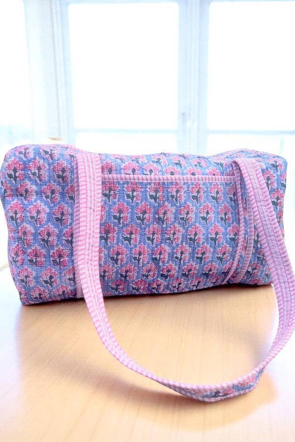 Sybil Blue and Pink Floral Duffle Bag
