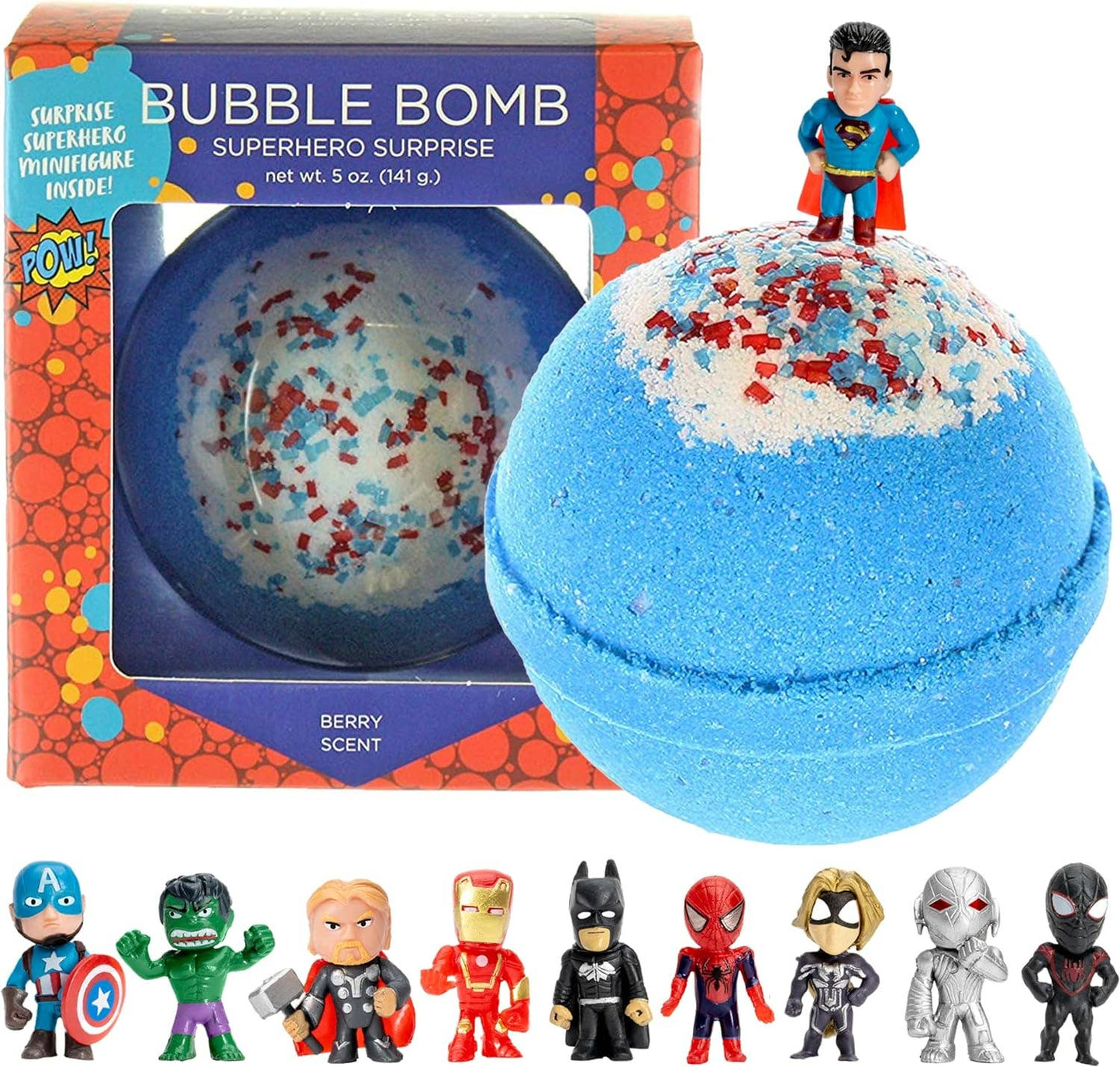 Superhero Kids Bath Bombs Gift Set with Toys Inside – 1 Pack