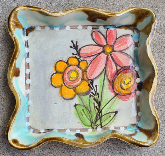 Candle Plate (Drip Flowers)