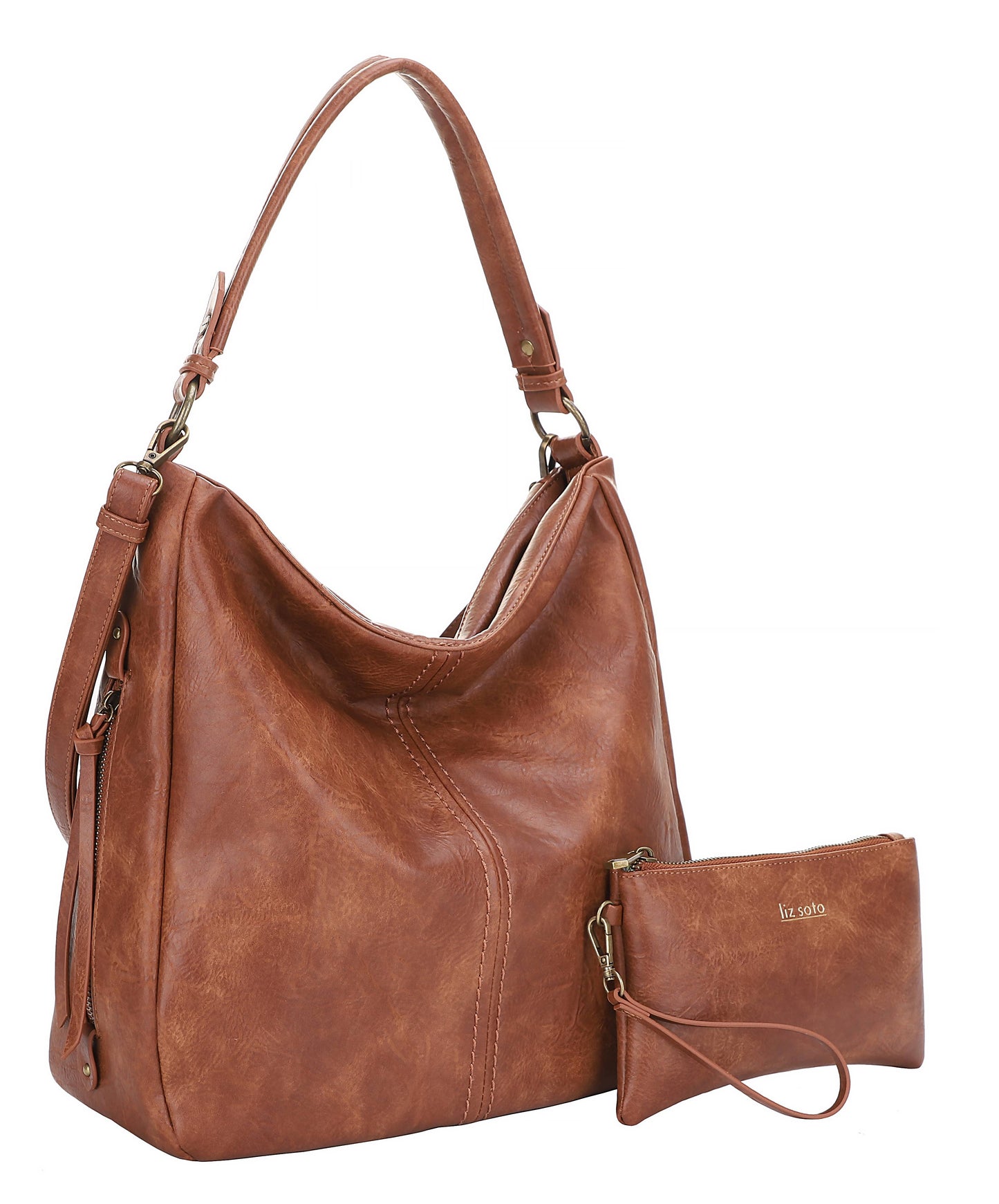 Liz Soto Madison 3321 Hobo with detachable wristlet: Almond