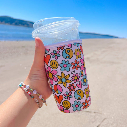 Cutie Cup Cover - Funky Floral - Iced Drink Sleeve: Large / 24oz