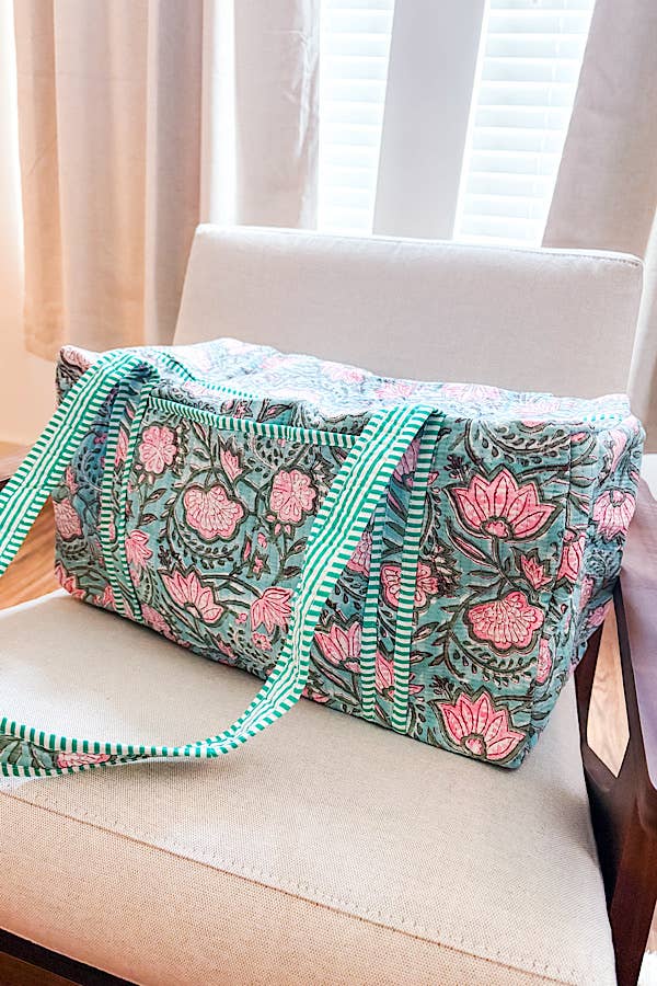 Lennon Blue Floral Duffle Bag