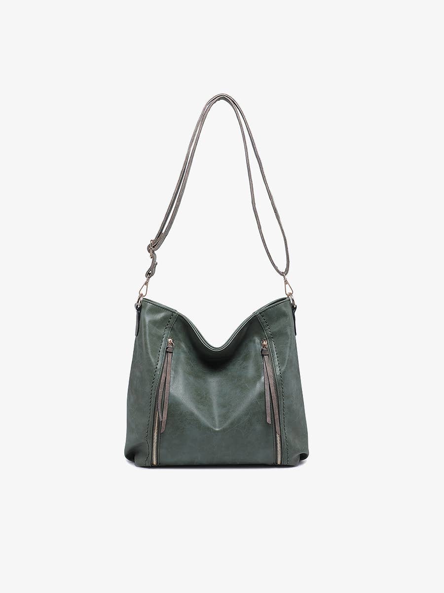 Mina Distressed Hobo Bag: Black/Brown   Jen & Co.