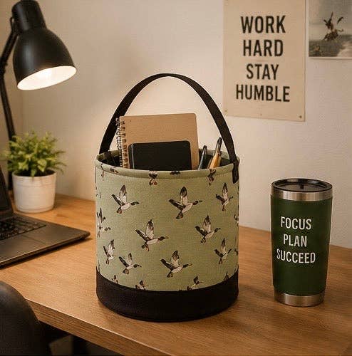 Green Mallard Duck Round Storage Bin