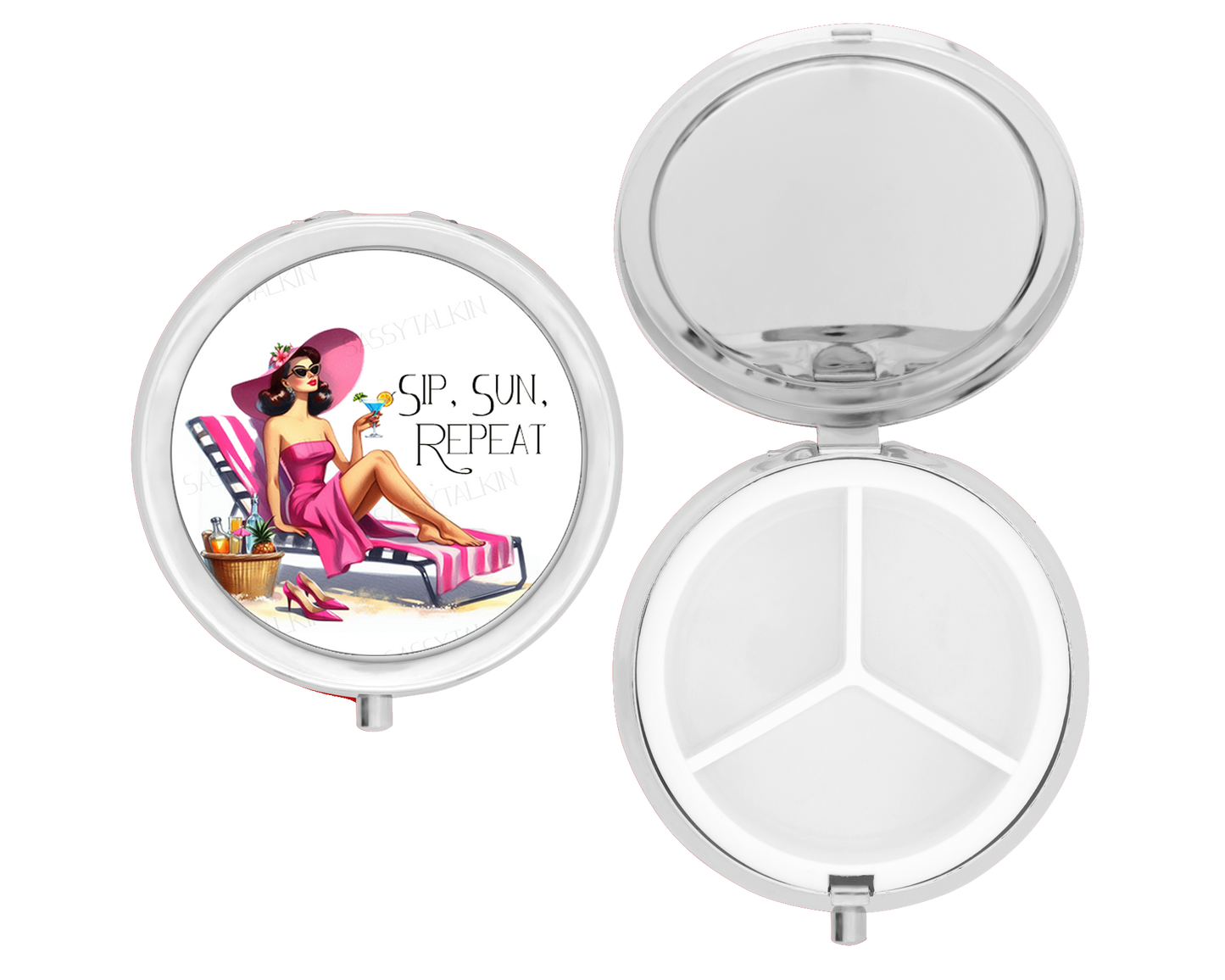 Purse Pill Box Organizer, Sip, Sun, Repeat