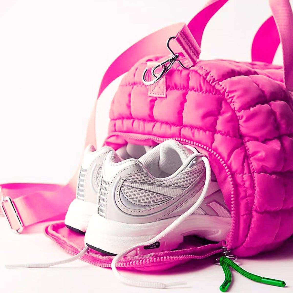 Quilted Puffer Weekender/Duffel Bag: Bubblegum