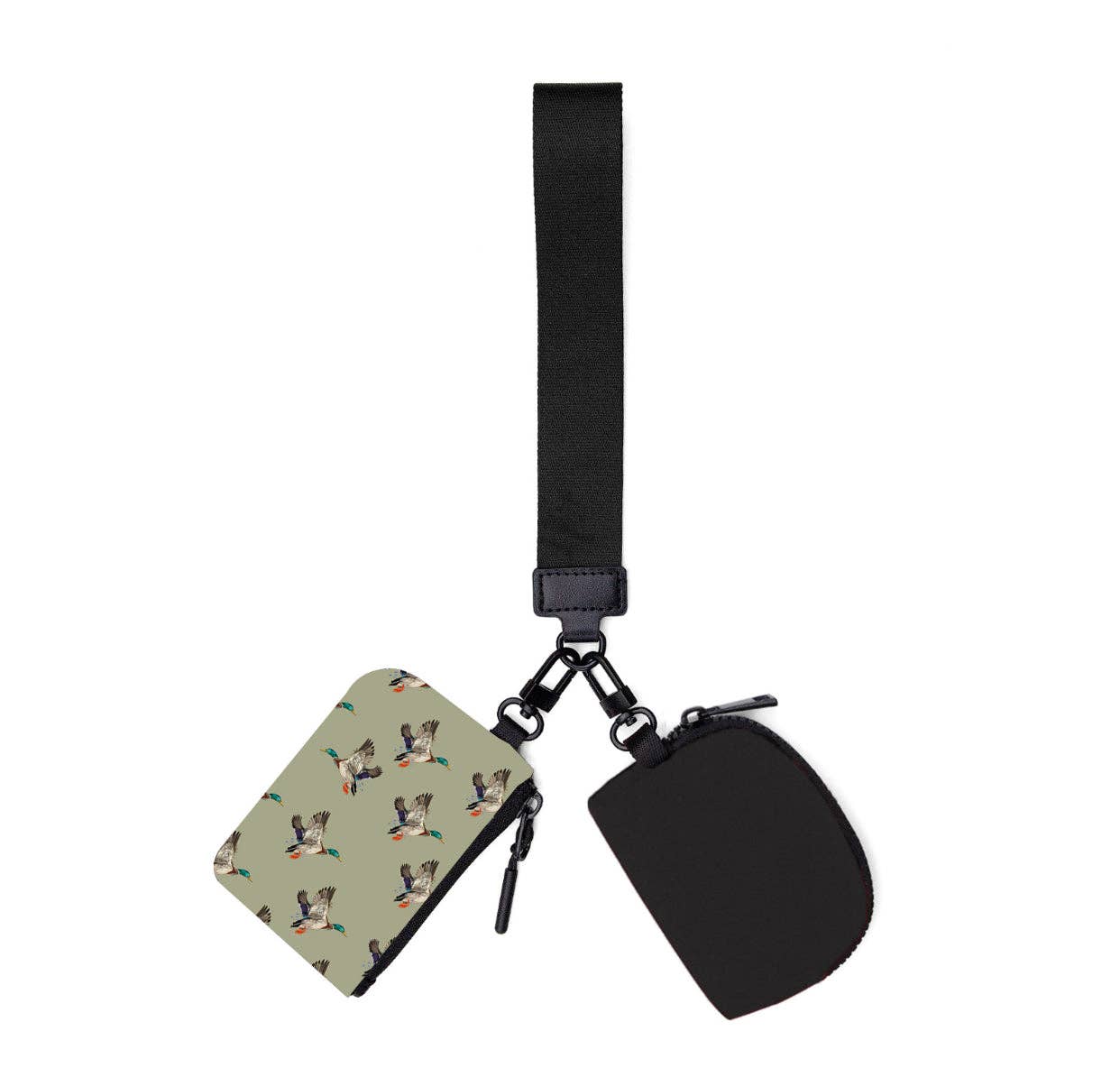 Green or White Mallard Duck Dual Pouch Wristlet