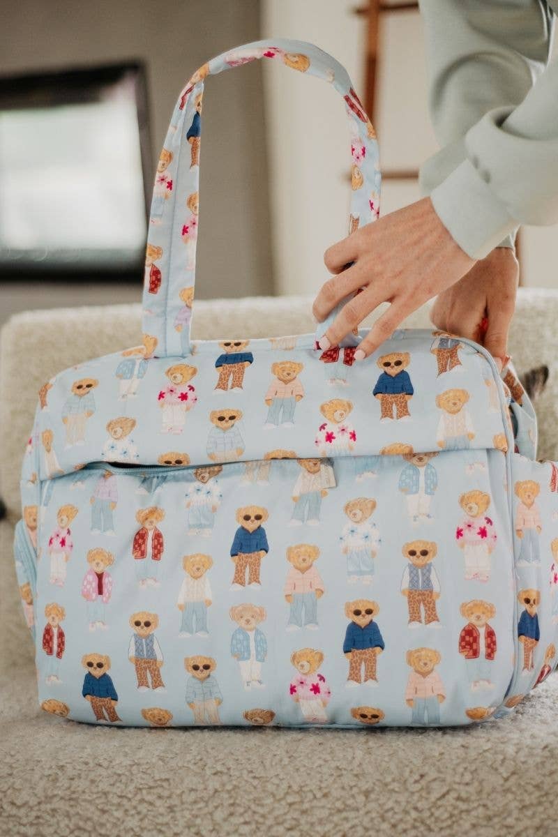Teddy Bears Duffle Weekender Bag: Light Blue