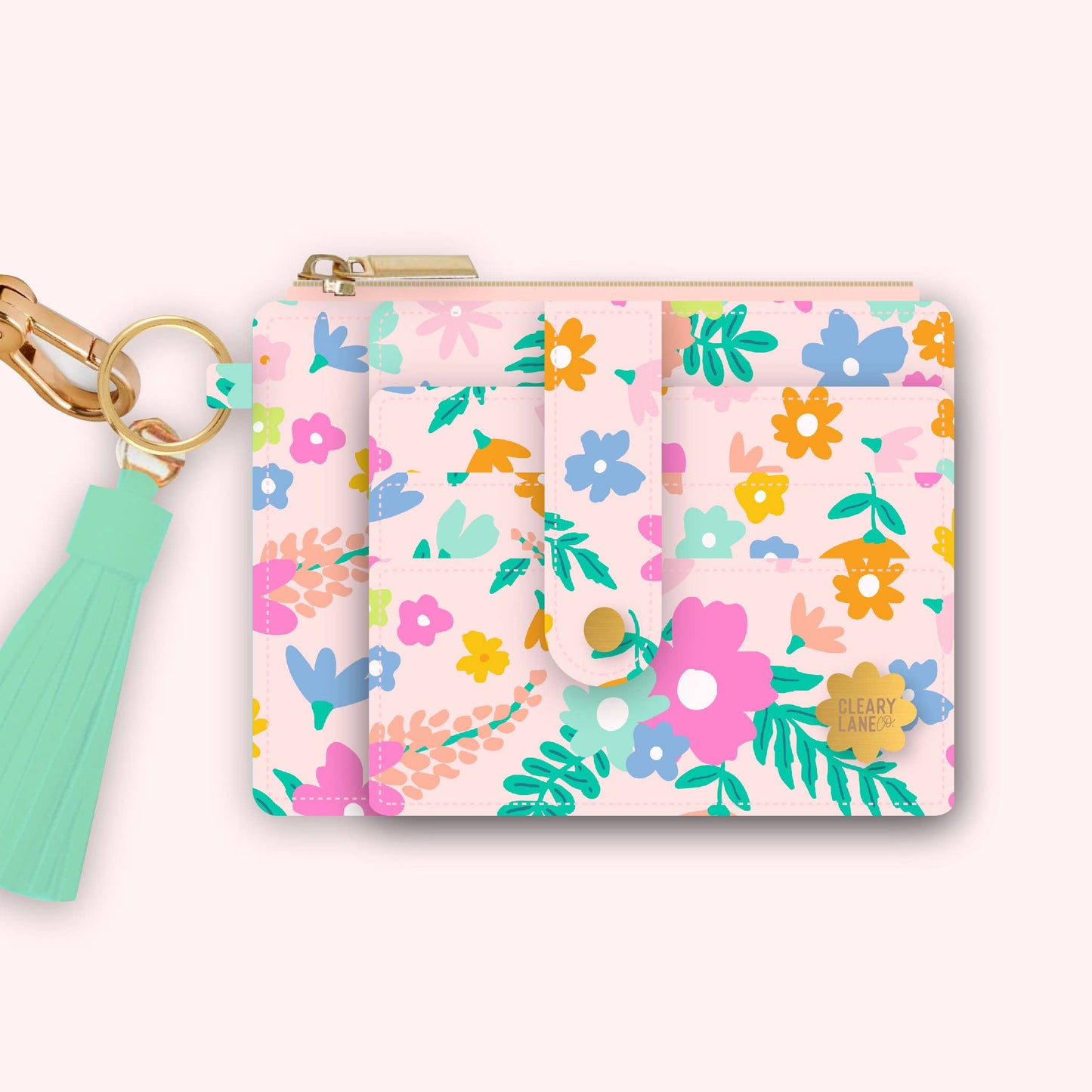 Wallet Keychain | Blush Rainbow Jungle