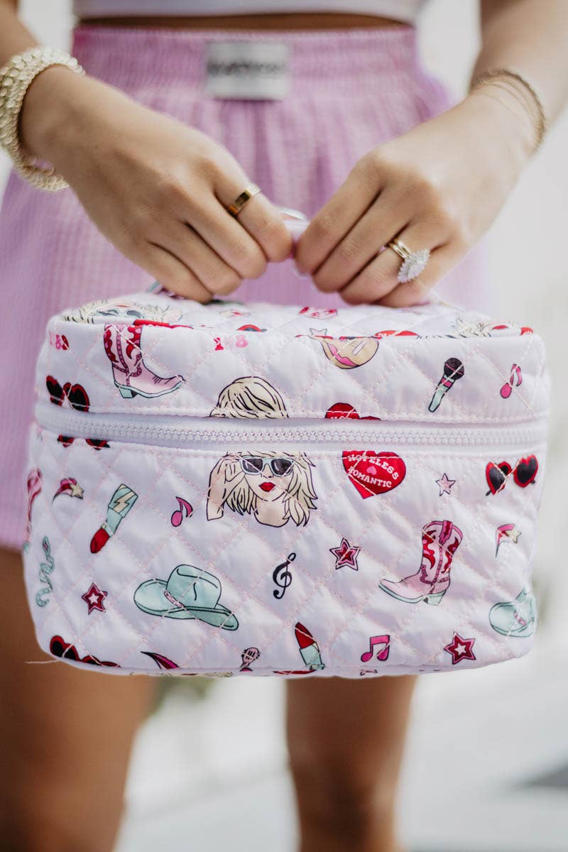 Music Girl Icons Cosmetic Make Up Bag: Light Pink