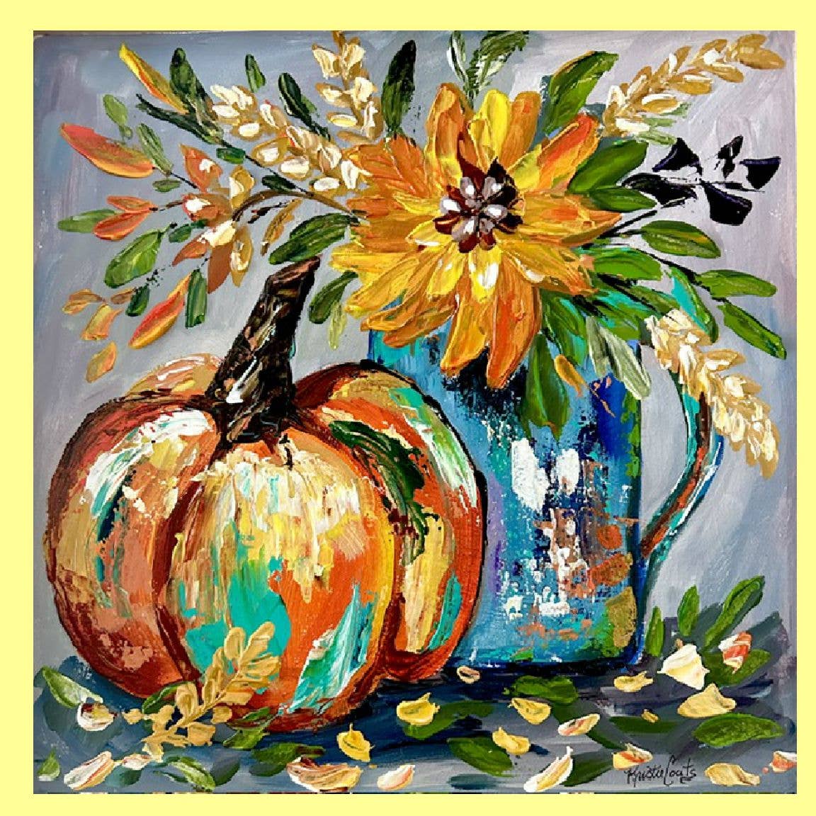 Kristies Acrylic Painted Pumpkin Square Swap