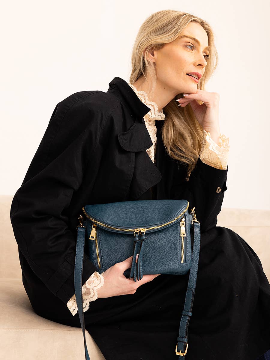 Aubree Flapover Multi-compartment Crossbody Bag: Prussian Blue   Jen & Co.