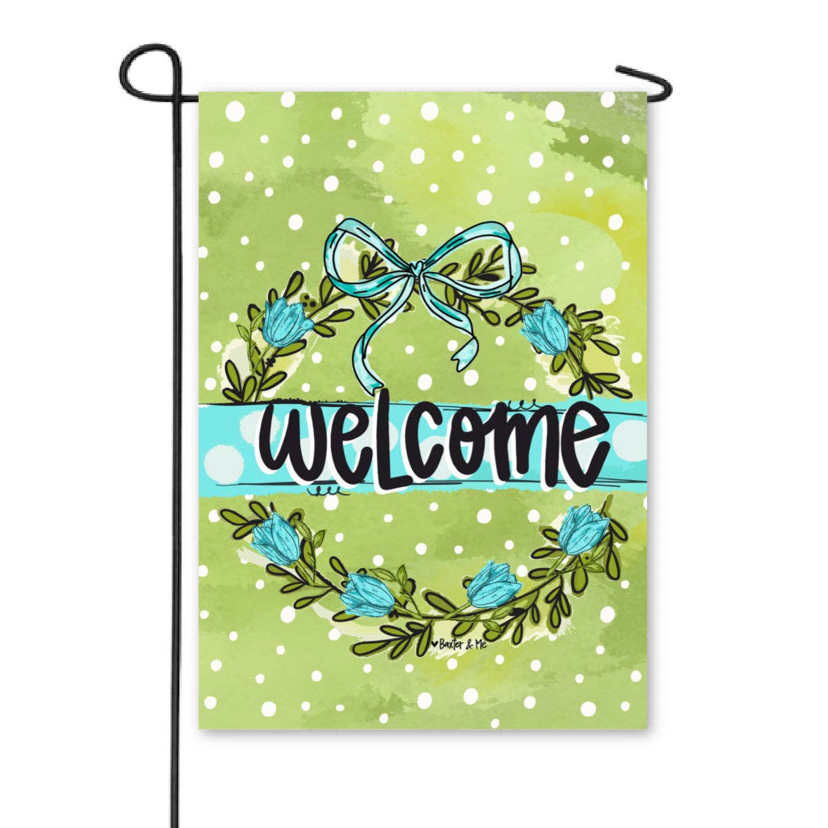 Blue Bow Green Garden Garden Flag - Baxter & Me