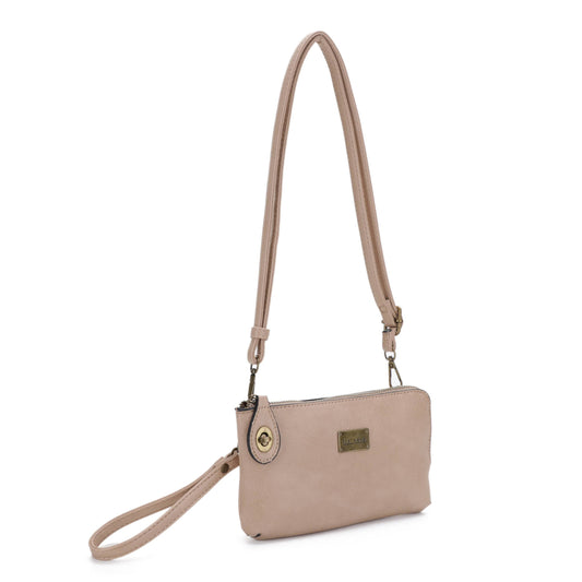 Liz Soto Tina cross-body, wallet, cell phone and wristlet: Almond / Cross body