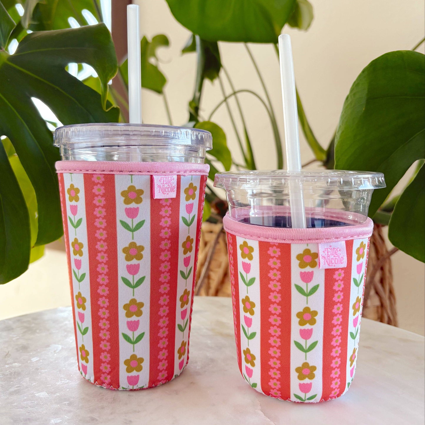 Coffee Cup Cover - Tulip Stripes - Iced Drink Sleeve: Large / 24oz