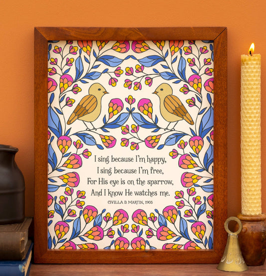 For His Eye Is On the Sparrow Gospel Song Art Print