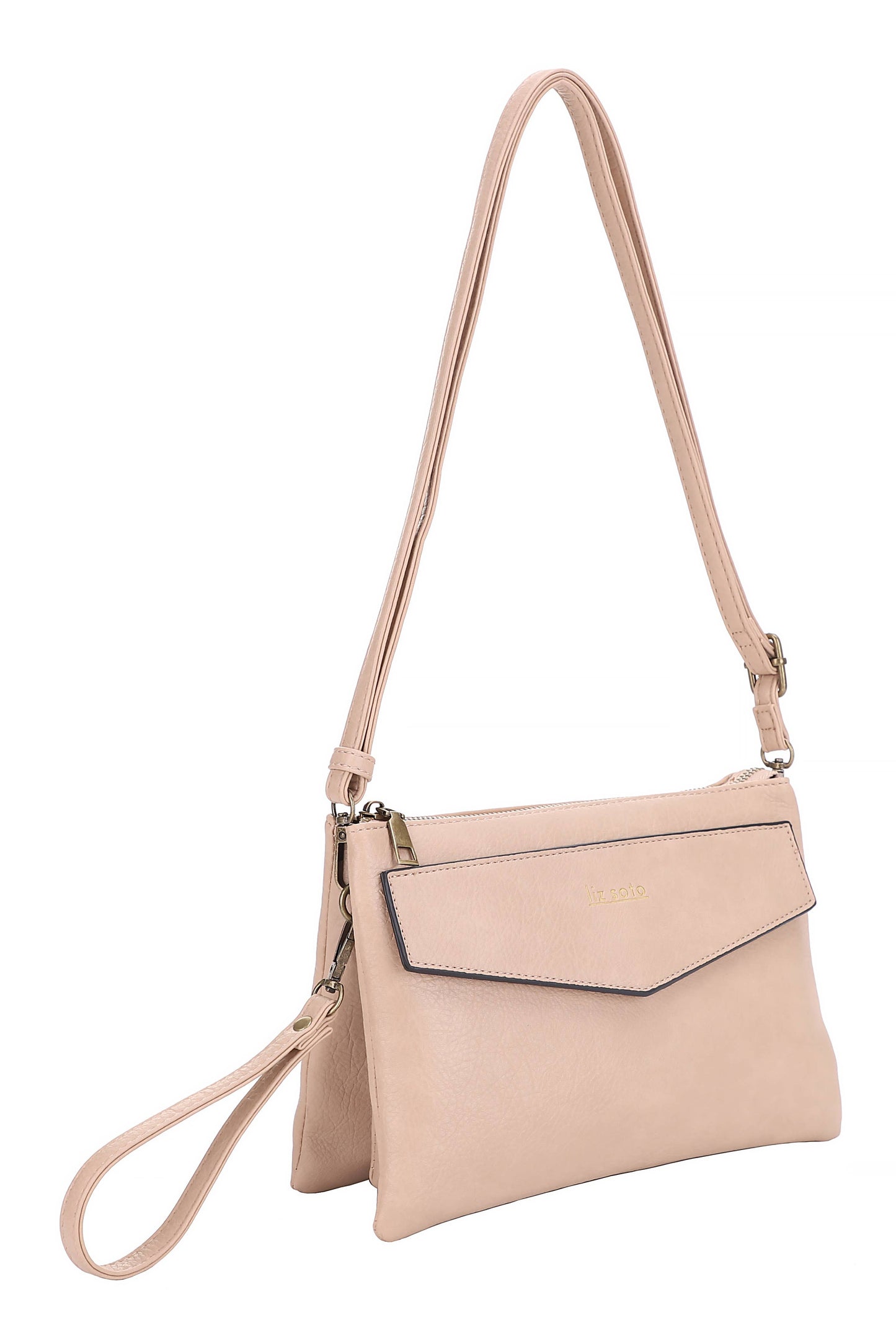 Liz Soto Lexi 3318 cross body with wristlet: Almond