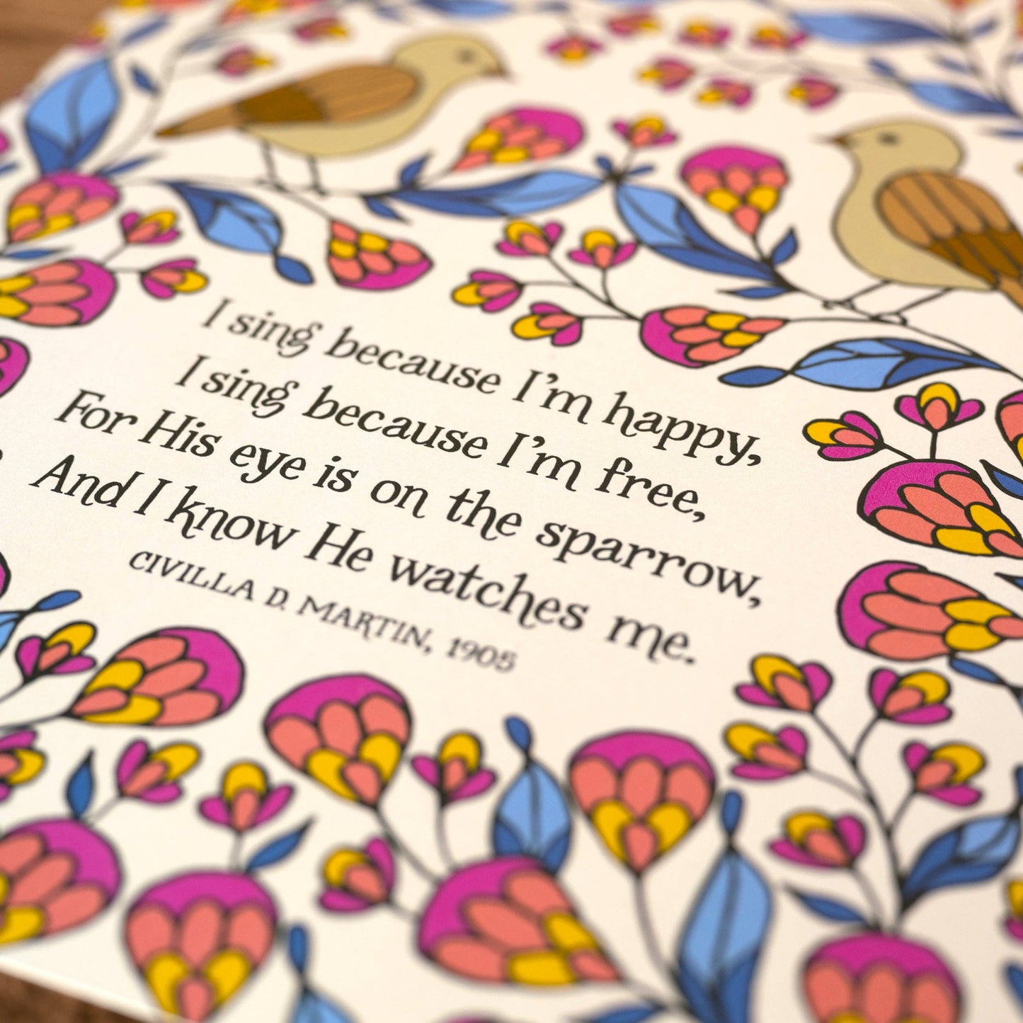 For His Eye Is On the Sparrow Gospel Song Art Print