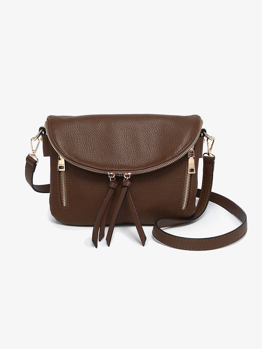 Aubree Flapover Multi-compartment Crossbody Bag: Black   Jen & Co.